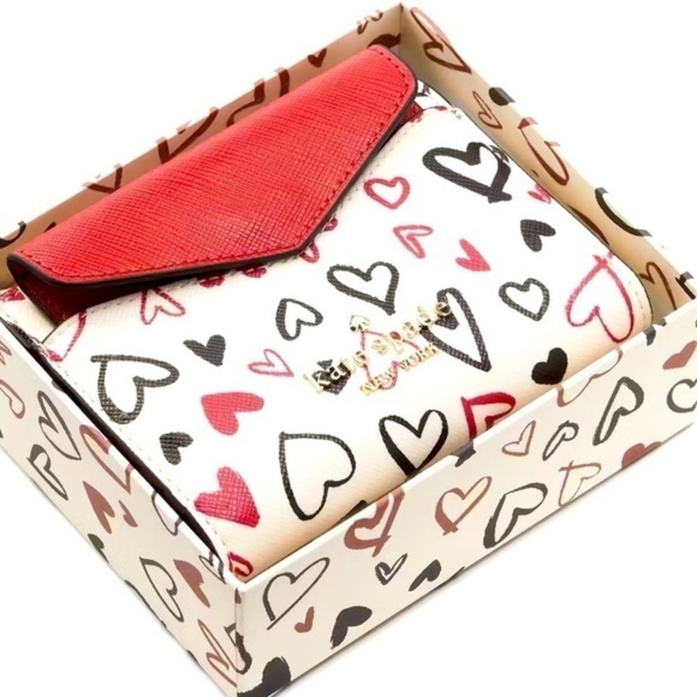 🆕kate spade Staci Scribble Heart Boxed Wallet Card Set $239::NWT::